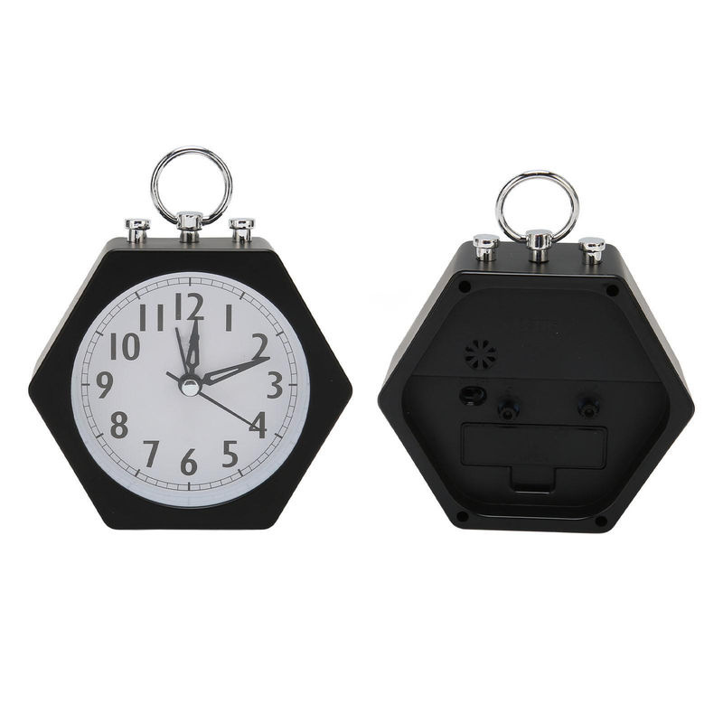 Tooarts Polygon Wecker Analog aus Metall in Schwarz, minimalistisches und geometrisches Design, B/T/H: 11,3 x 11,3 x 11,3 cm - Bild 2