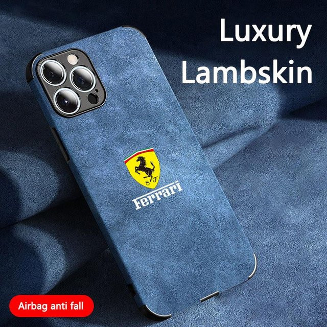Ferrari Wildleder Handyhülle in Blau für iPhone Modelle - Bild 1