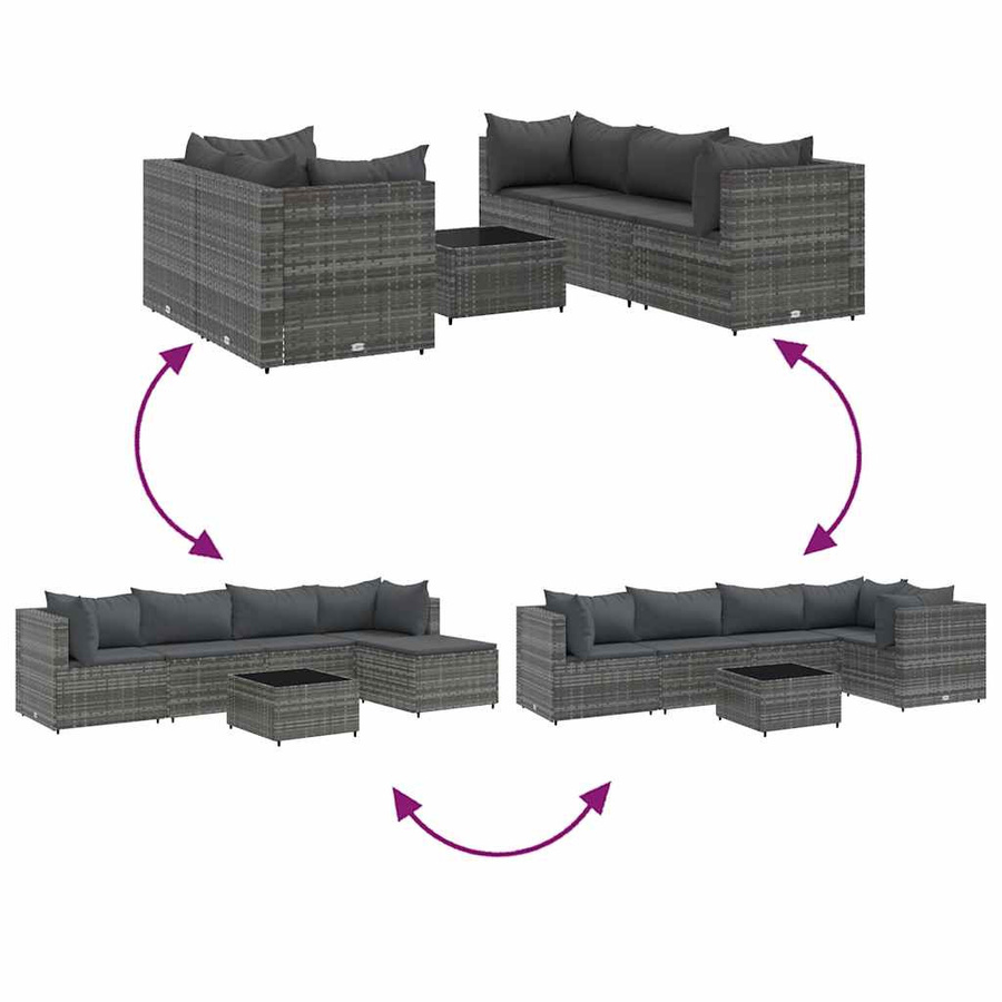 vidaXL 6-tlg Garten-Lounge-Set aus PE-Rattan in Grau und Anthrazit mit Kissen - Bild 4
