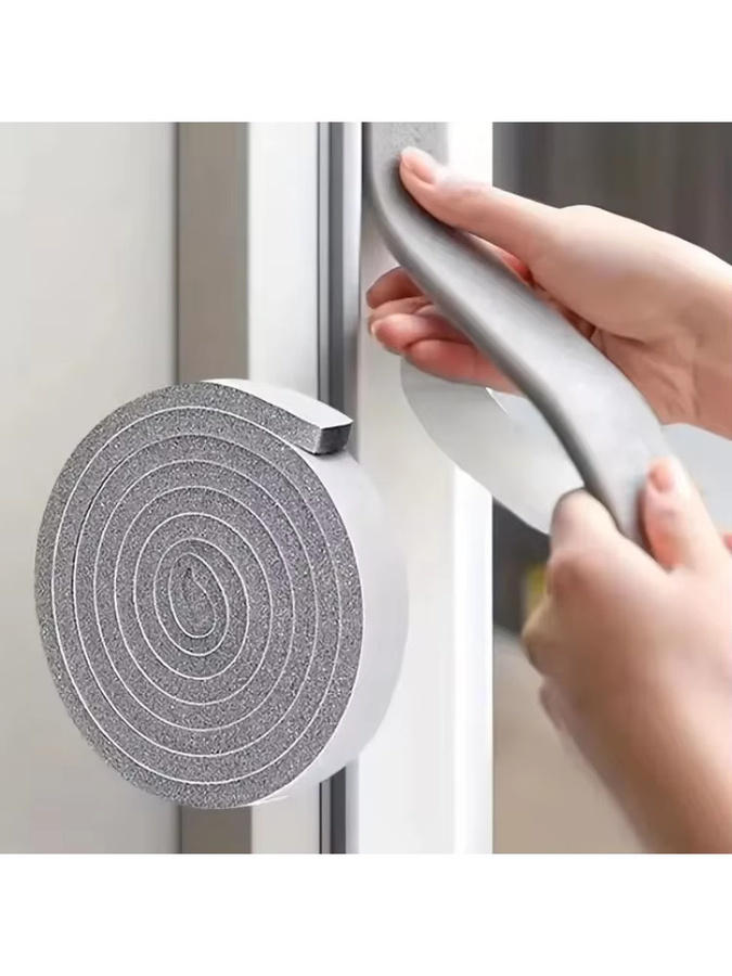4M Selbstklebender PU-Schwammschaum-Dichtungsstreifen in Grau für Türen, Fenster und Möbelschutz - Bild 3