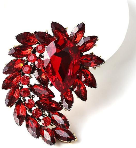 YIRAN Jewelry Brosche, Strass Glas, rot, Damen - Bild 1