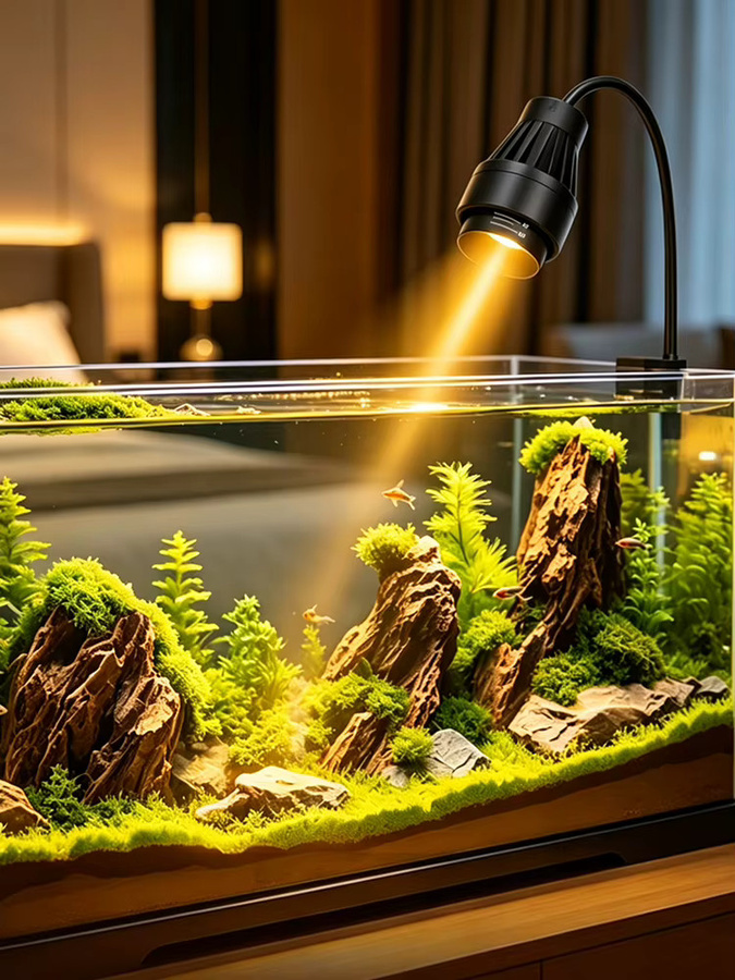 TUNFAN LED Aquarium-Strahler in Schwarz mit einstellbarem Fokus 15-60 Grad, 3-Farben RGB, Zyklustimer und Kühlventilator, USB Clip-on Licht mit 10W - Bild 5