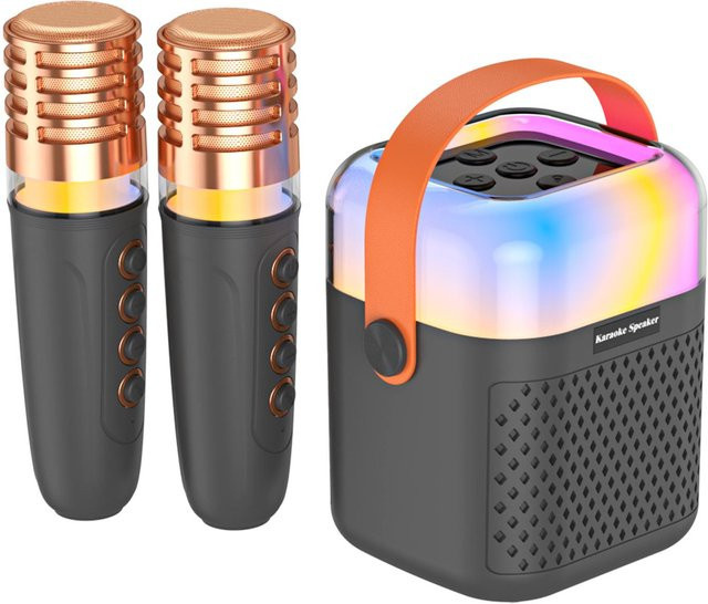 Honor Electronics Karaoke-Maschine mit 2 drahtlosen Bluetooth-Mikrofonen und Lautsprecher KTV-Set mit RGB-Licht in Schwarz - Bild 1
