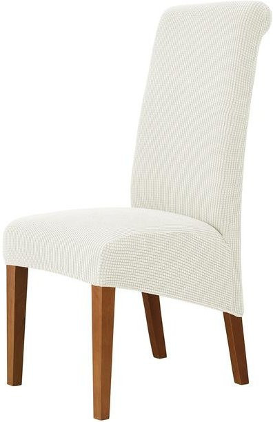 Yiran Furniture Jacquard-Stretch-Stuhlbezug aus weichem Stoff in Weiß, Größe M (45-58 cm) - Bild 1