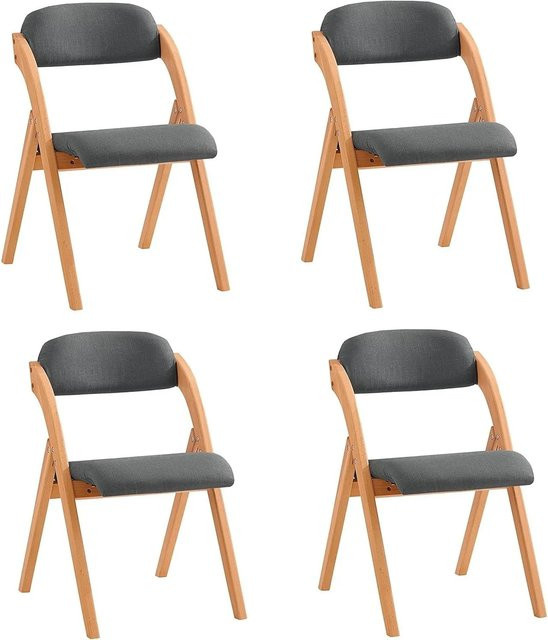 SoBuy 4er Set Esszimmerstühle Klappstühle Polsterstühle mit Lehne Dunkelgrau FST92-SGx4 - Bild 1