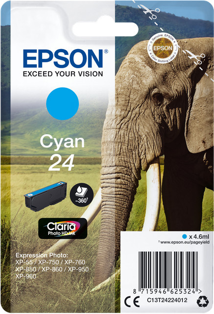 Epson C13T24224012 Cyan Tintenpatrone für Inkjet-Drucker - Bild 1