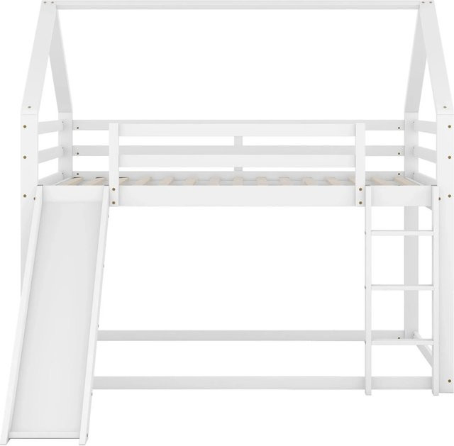okwish Kinderetagenbett mit Rutsche und Leiter in Weiß, B/T/H: 200 x 90 x 157 cm - Bild 1