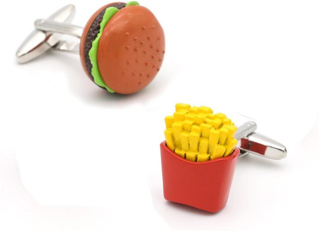 Igame Manschettenknöpfe Messing, Braun, Pommes Frites Design, Herren - Bild 1