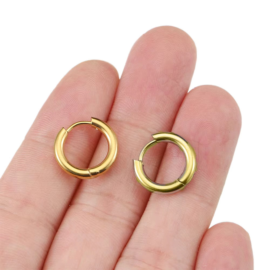 Ailimi Ohrring Edelstahl, Gold Farbe, Unisex, 8-14mm - Bild 2