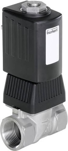 Bürkert Kolbenventil 227818 6240 24V G 3/8 Nennweite 6mm Zwangsgesteuert aus Edelstahl in Schwarz - Bild 1