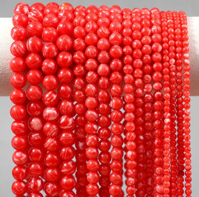 Perlen Achat, rot, rund, 4/6/8/10 mm, Unisex - Bild 1