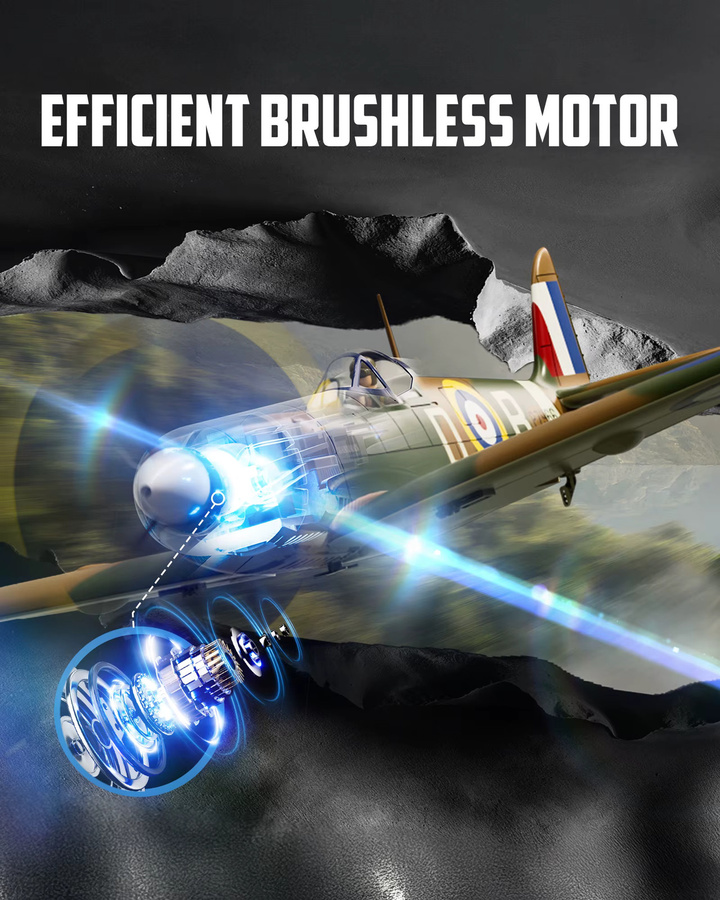 VOLANTEXRC Spitfire RC-Flugzeug, bürstenloser Motor, 500 mm Spannweite, RTF - Bild 2