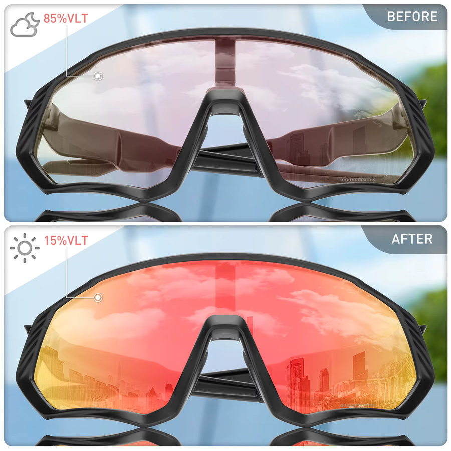 Kapvoe Sportsonnenbrille, Vollrand, Kunststoff, Wrap - Bild 3