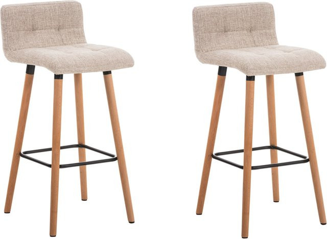 CLP 2er Set Barhocker Lincoln in Beige mit Stoffbezug und Buchenholzgestell - Bild 1
