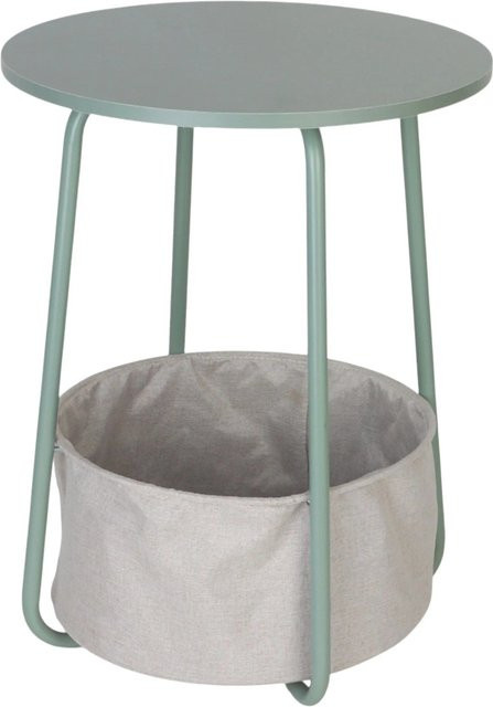 Relaxdays Beistelltisch aus Metall und MDF mit Korb in Mint, rund mit vier Beinen, B/T/H: 50 x 40 x 30 cm - Bild 1