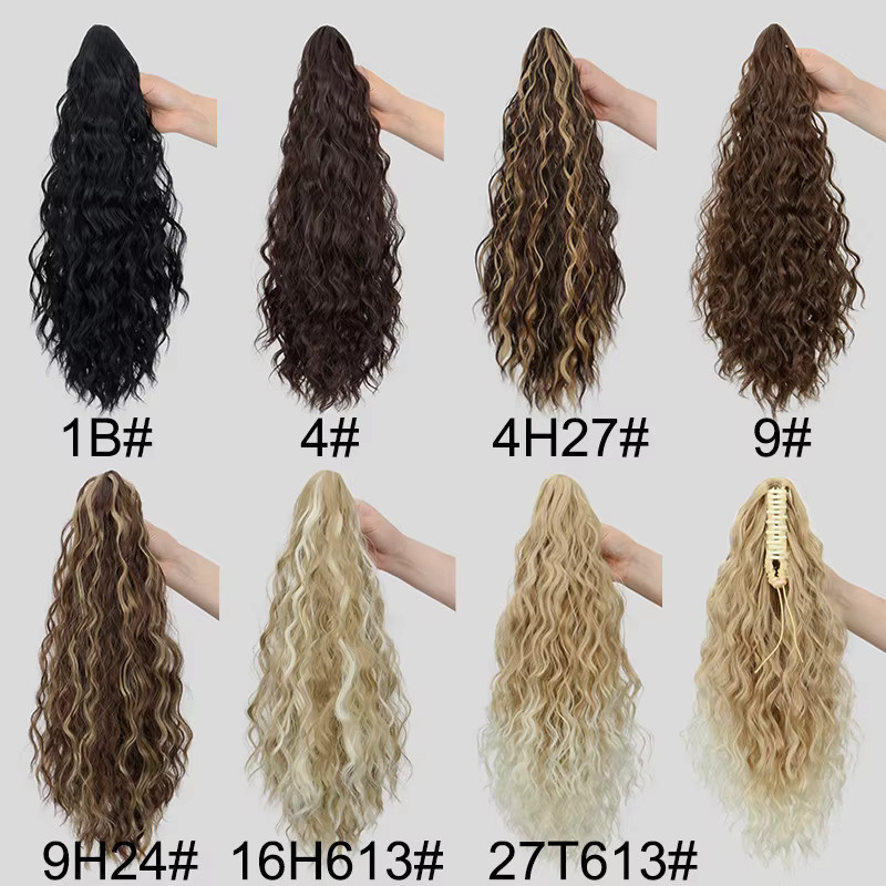 Haarverlängerung Clip-in Pferdeschwanz, synthetisch, gewellt, schwarzblond, 18 Zoll, Damen - Bild 3