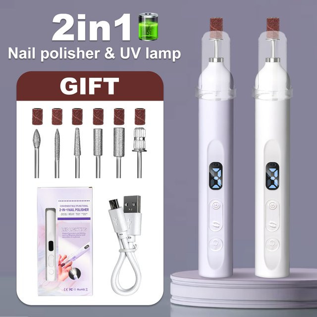 Limegirl Elektrischer Mini-Nagelbohrer mit UV-Lampe, Lila, Unisex - Bild 1
