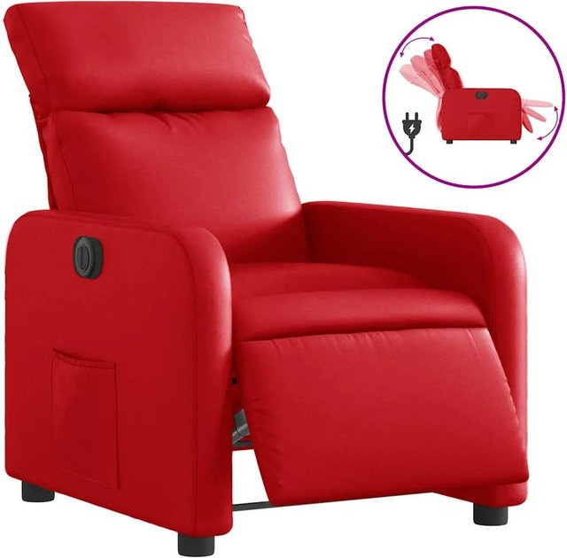 vidaXL Elektrischer Relaxsessel in Rot aus Kunstleder mit Armlehnen - Bild 1