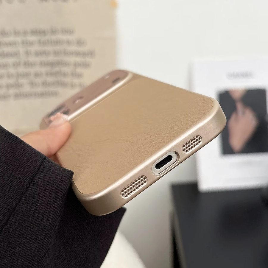 Stoßfeste Leder-Handyhülle mit Eis-Crack-Design für Apple iPhone Air 17, 16, 15 Plus, 14, 13 Pro Max in Lila - Bild 4