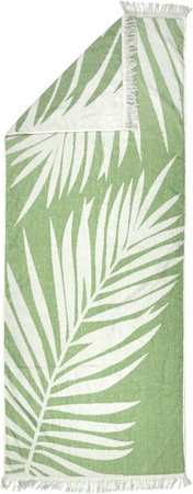 LIVARNO Frottier-Strandtuch aus Baumwolle mit floralem Muster in Grün, B/H: 80 x 180 cm