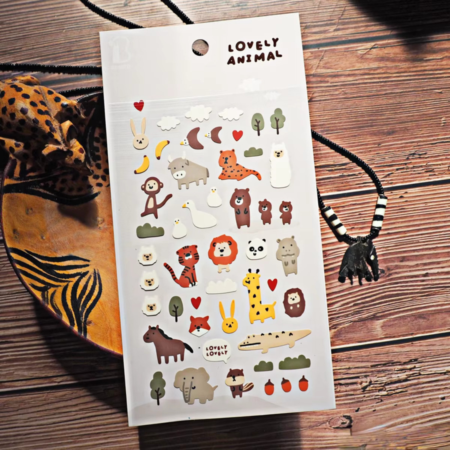 BONITO Ästhetische Zoo Tier Papier Aufkleber für Scrapbooking und Journaling in Multicolour - Bild 3