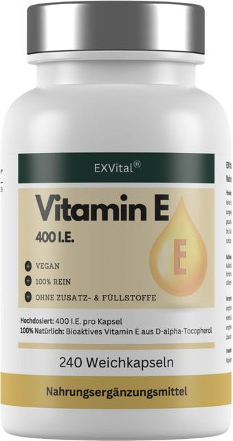 EXVital Vitamin E Softkapseln, 400 I.E., 240 Kapseln - Bild 1