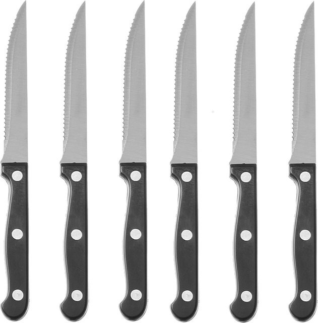 Hendi 6er-Set Edelstahl Steakmesser mit Wellenschliff in Schwarz und Silber, Länge: 21,5 cm - Bild 1