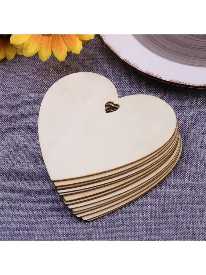 Hölzerne Liebesherz-Weihnachtsschmuck Anhänger in Beige und Braun für DIY-Bastelarbeiten und Weihnachtsdekorationen, Durchmesser: 10 cm - Bild 3
