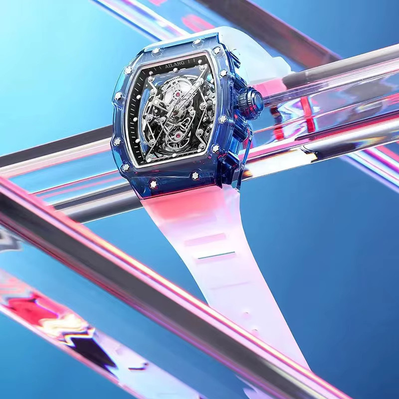 AILANG Armbanduhr Automatik, Tonneau, Silikon, Blau, Herren - Bild 2