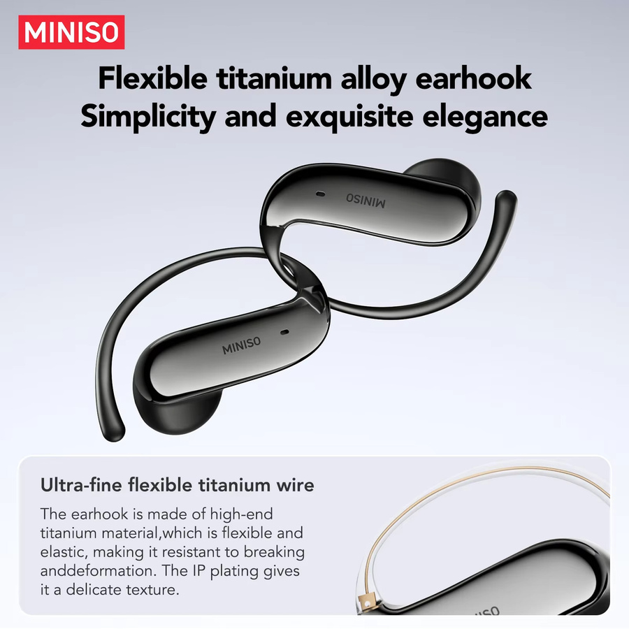 MINISO MS218 Sport-Funkkopfhörer in Schwarz mit KI-Übersetzer, HD-Stereo-Sound und Bluetooth In-Ear Earphones - Bild 3