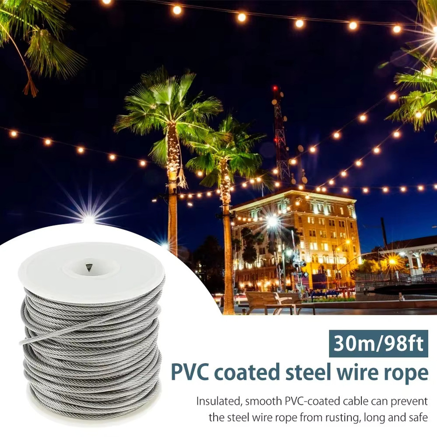 PVC-beschichtetes Edelstahlkabel 304 in Silber für Gartendraht und Kabelgeländer, Durchmesser: 1,5 mm - Bild 3