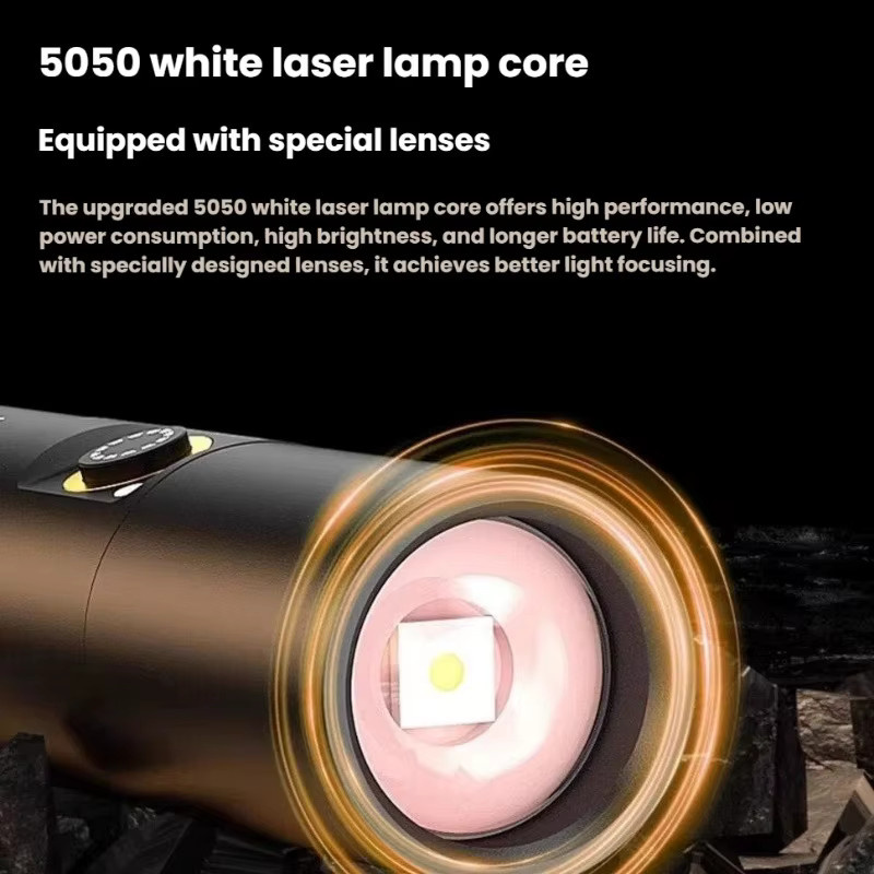 Wasserdichte LED-Taschenlampe aus Aluminiumlegierung mit USB-C-Aufladung und Teleskop-Zoom in Schwarz - Bild 3