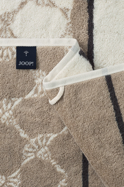 JOOP! Sauna Handtuch aus Baumwolle in Creme und Hellbraun gestreift - Bild 2