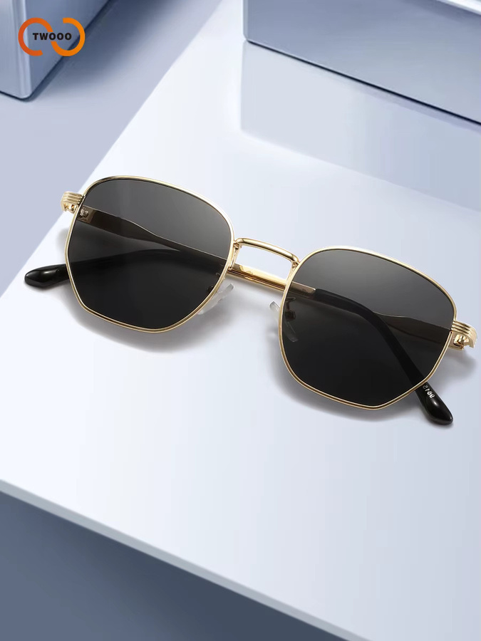 TWOOO Sonnenbrille, hexagonal, Metall, Vollrand, Unisex, gold - Bild 4