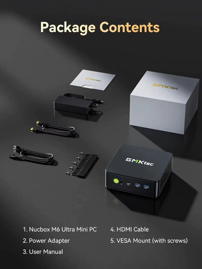 GMKtec M6 Ultra Mini-PC mit AMD Ryzen 5 7640HS, Radeon 760M, DDR5, PCIe 4.0 NVMe SSD, WiFi 6E, Bluetooth 5.2 und Windows 11 Pro in Schwarz - Bild 2