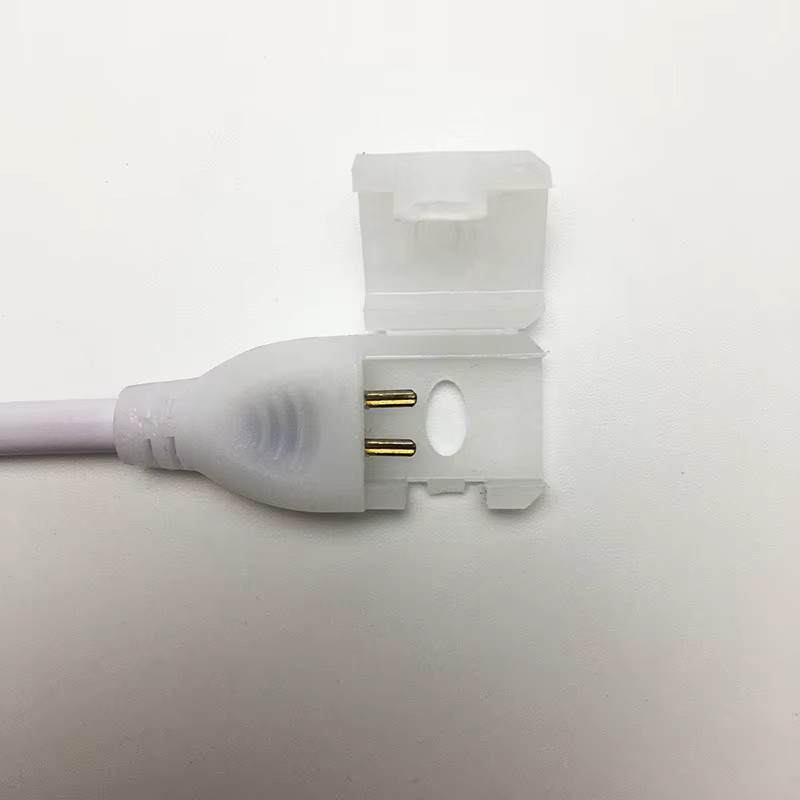 2-poliger COB-LED-Streifenverbinder als Verlängerungskabel für 220 V LED-Bandlichter in Weiß - Bild 2