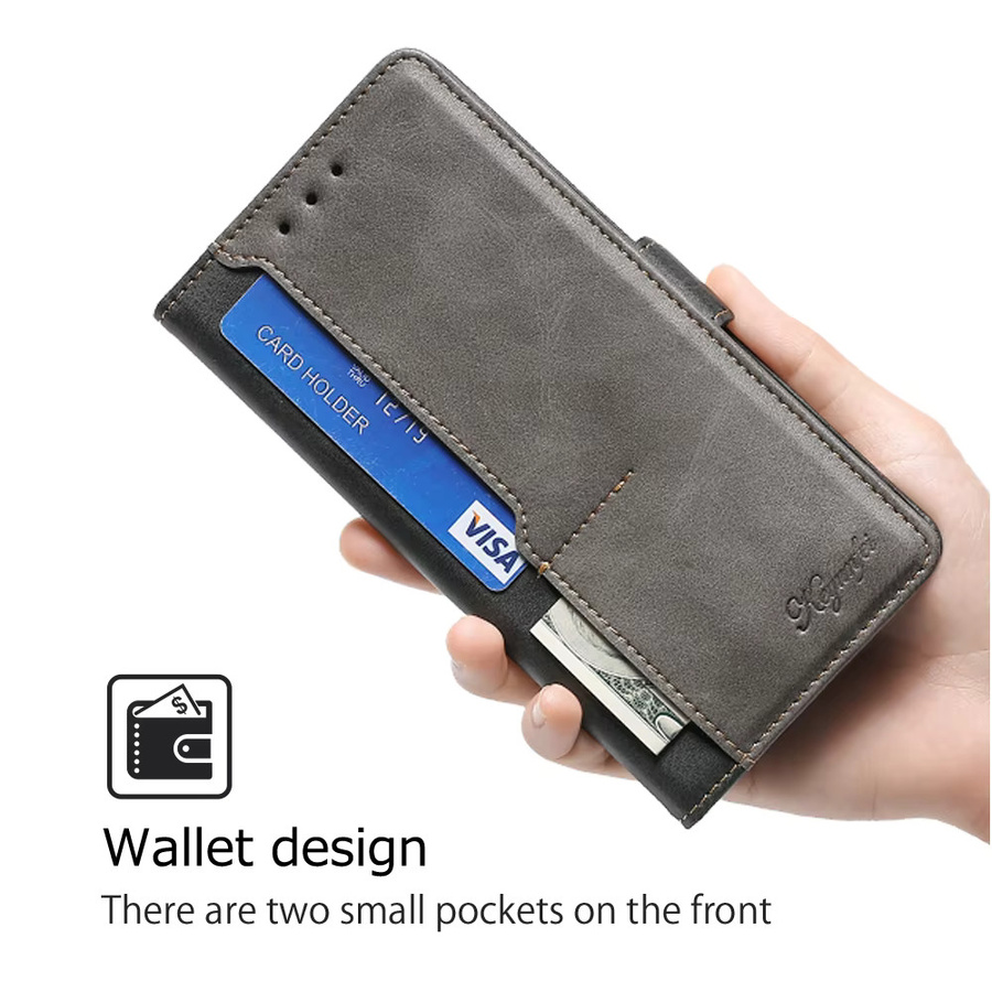 Business PU Leder Flip Book Case für Motorola E14 G64 G64Y G85 G54 Moto G Power G Play G 5G 2024 Schutzhülle mit Kartenhalter in Braun - Bild 3