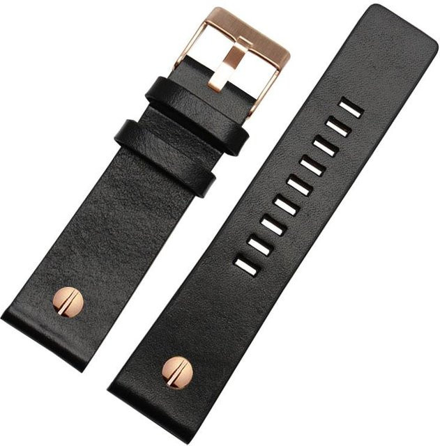 Diesel Uhrenarmband Echtleder, Schwarz, Herren, 24 mm - Bild 1