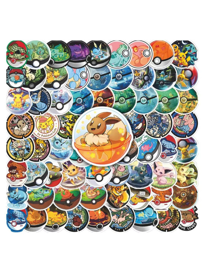Bandai Pokémon Aufkleber, 68-teiliges Set, bunt - Bild 2