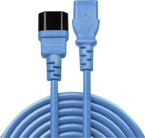 Lindy Strom Verlängerungskabel Blau mit Kaltgeräte-Stecker C14 und Kaltgeräte-Buchse C13, Länge: 2,00 m - Bild 1