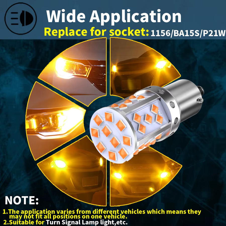 Neallor LED Blinker Lampe Set in Orange Bernstein Gelb, 2 Stück, DC 12V, passend für PY21W BAU15S 7507 1156 BA15S P21W T20 7440 WY21W W21W 7440NA - Bild 4