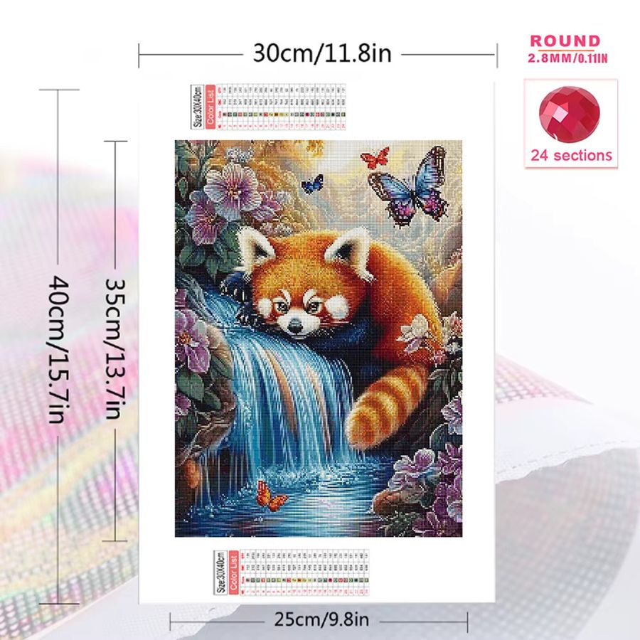 Momoart 5D DIY Diamant Stickerei Waschbär Tier Malerei Cartoon Acryl Mosaik Set Multicolor B/H: 30 x 20 cm - Bild 2