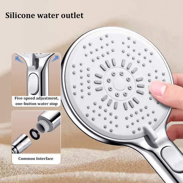 IOUHAPPY Wassersparender Hochdruck-Duschkopf mit 5 Strahlmodi und Regenspray-Funktion - Bild 1