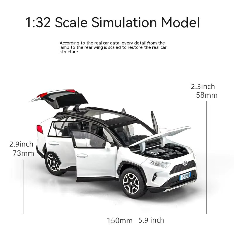 XMD RAV4 Automodell, 1:32, Diecast, mit Licht, Ton, Lenkung - Bild 2