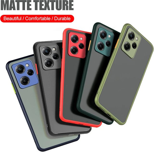 Stoßfeste Schutzhülle für Xiaomi Redmi Note 12 Turbo 5G und Poco F5 5G mit Kameraschutz und matter Oberfläche in Schwarz - Bild 1