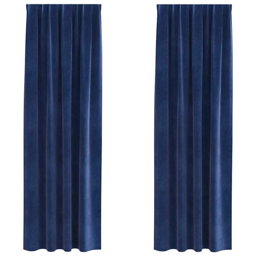 vidaXL Vorhänge aus Samt in Dunkelblau, 2er-Set, Verdunkelungsvorhänge, Breite: 140 cm, Höhe: 245 cm - Bild 2