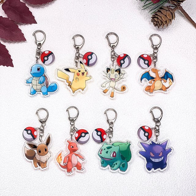 Potdemiel Schlüsselanhänger Acryl, Bunt, Pokémon Pikachu Bulbasaur Gengar Squirtle - Bild 1
