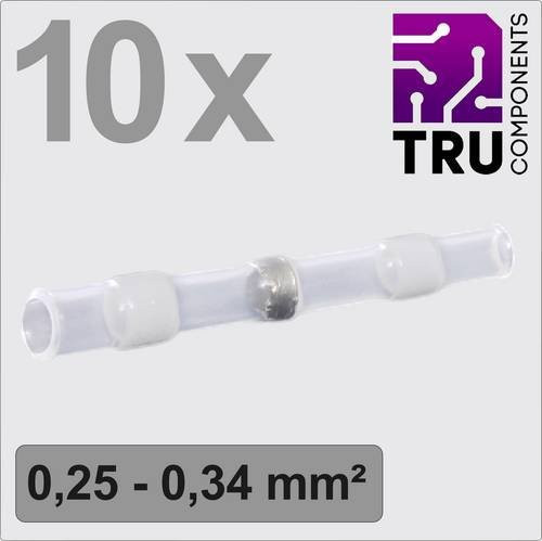 TRU COMPONENTS TC-13448508 Stoßverbinder mit Schrumpfschlauch 0.25mm² und 0.34mm², vollisoliert, Weiß, 10 Stück - Bild 1