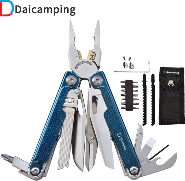 Daicamping Multifunktionales Multitool EDC Klappmesser mit Zange und Cutter aus Edelstahl in Blau - Bild 1