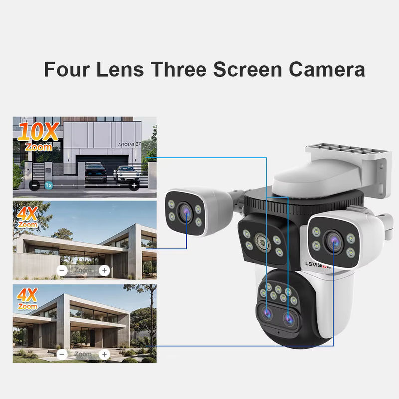 LS VISION 20MP WiFi IP Kamera mit 10X Zoom und vier Objektiven, Wireless Outdoor PTZ Überwachungskamera mit Auto Tracking in Weiß - Bild 2